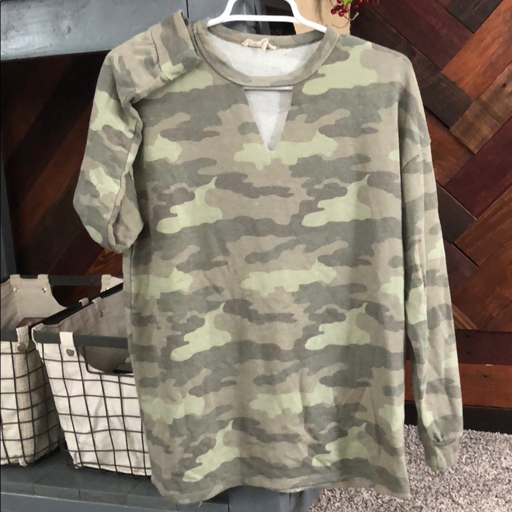 Pullover sweatshirt with v cutout